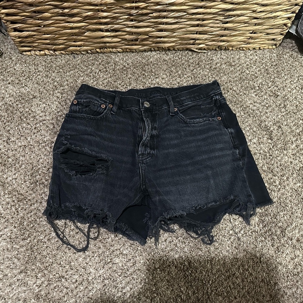 American Eagle Distressed Black Denim Shorts